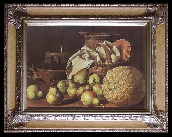 framed  Melendez, Luis Eugenio Still-Life with Melon and Pears, Ta050